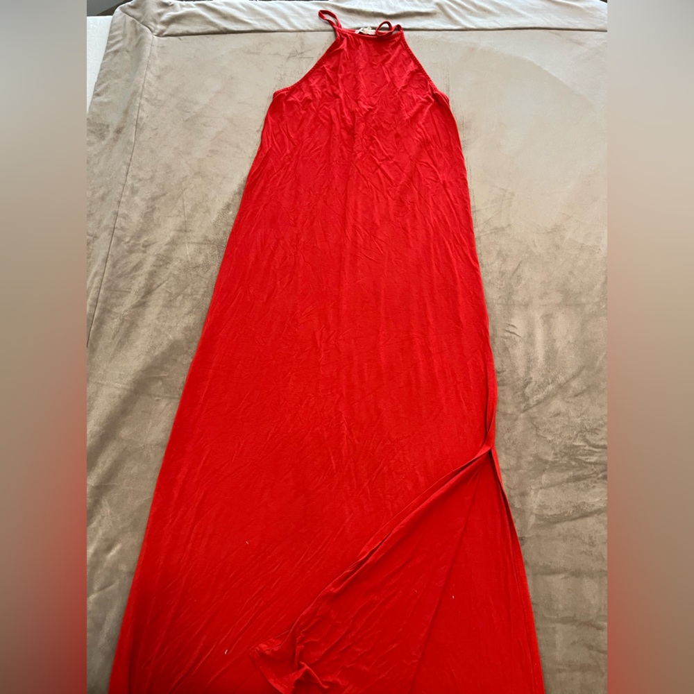 Red-orange maxi dress